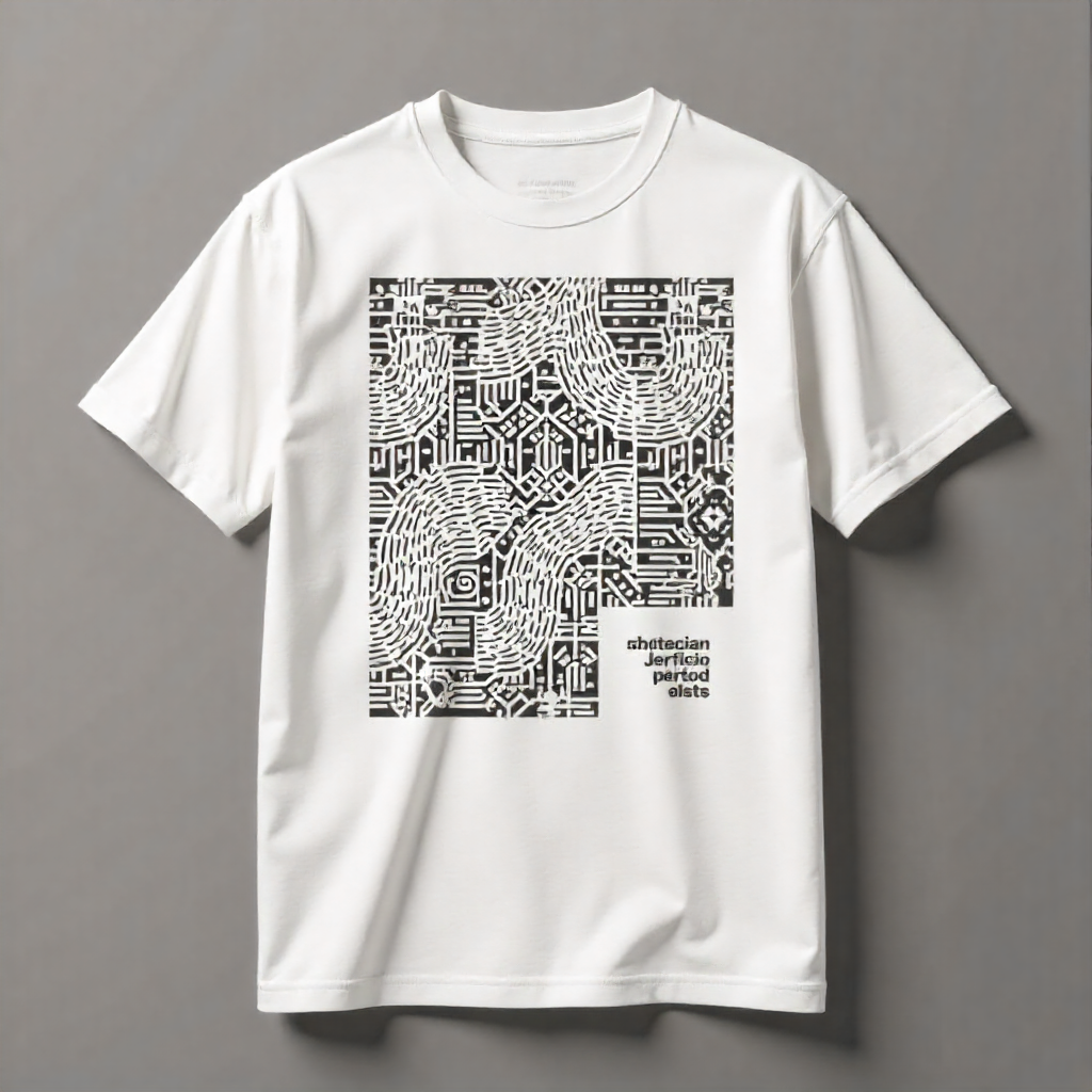 Circuit Skull' Geometric Line Art T-Shirt - Black Streetwear Tee