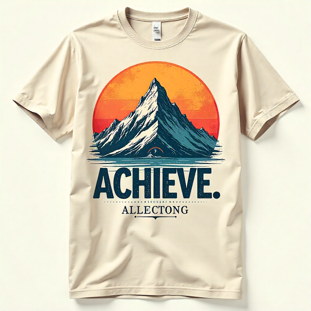 Achieve – Mountain Motivation Graphic T-Shirt