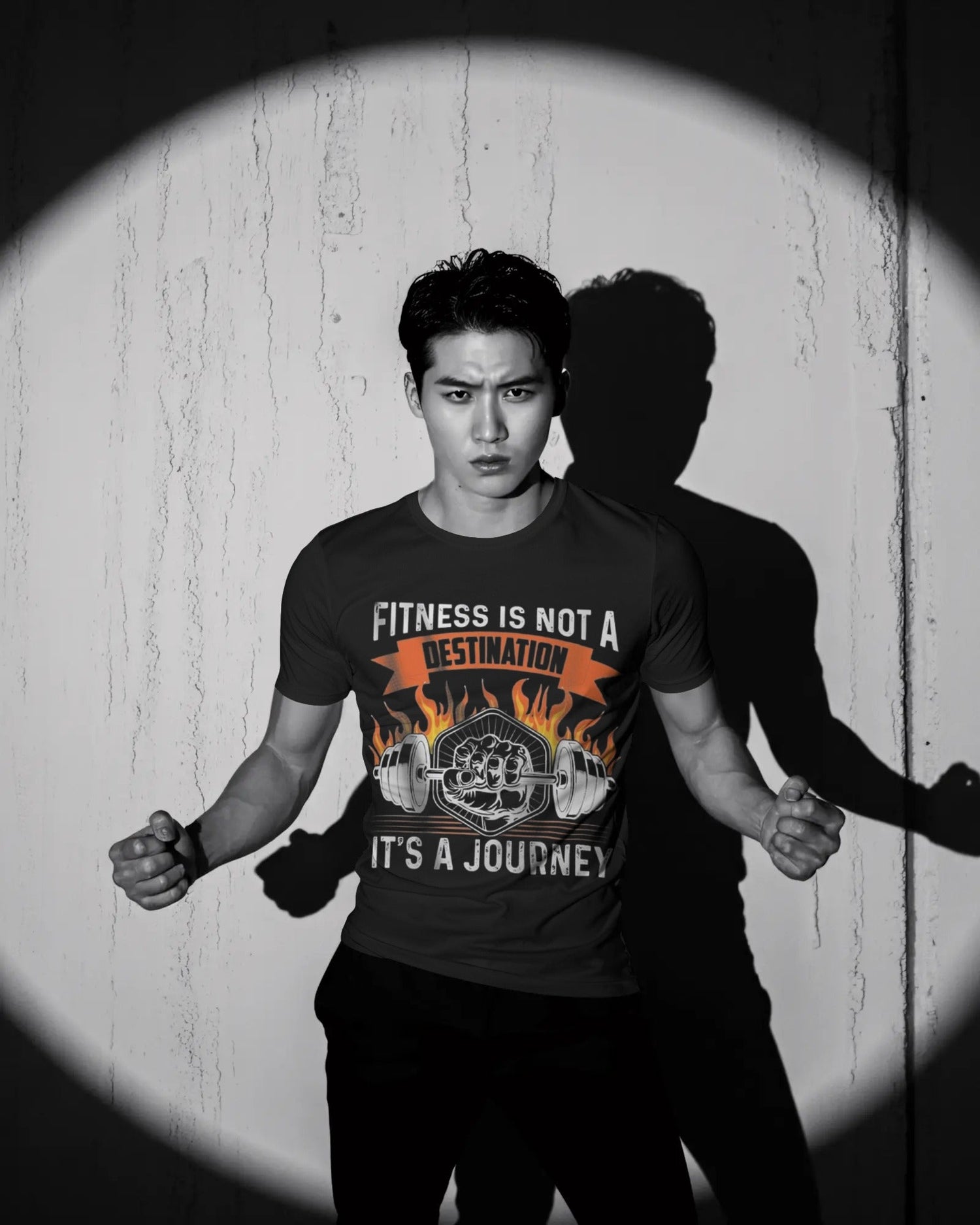 Fitness Is a Journey Graphic Tee – Motivational Workout Shirt  Description:
