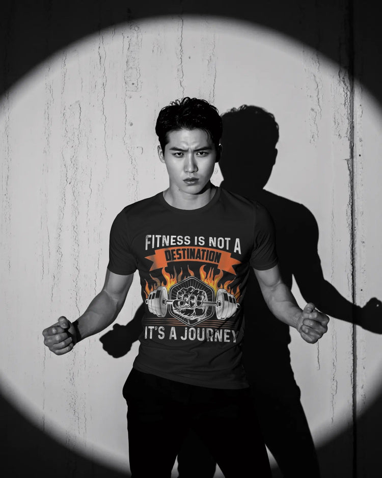 Fitness Is a Journey Graphic Tee – Motivational Workout Shirt  Description: