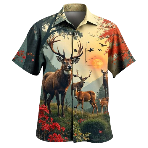 Wild Majesty Deer Print Shirt – Premium Nature-Inspired Edition
