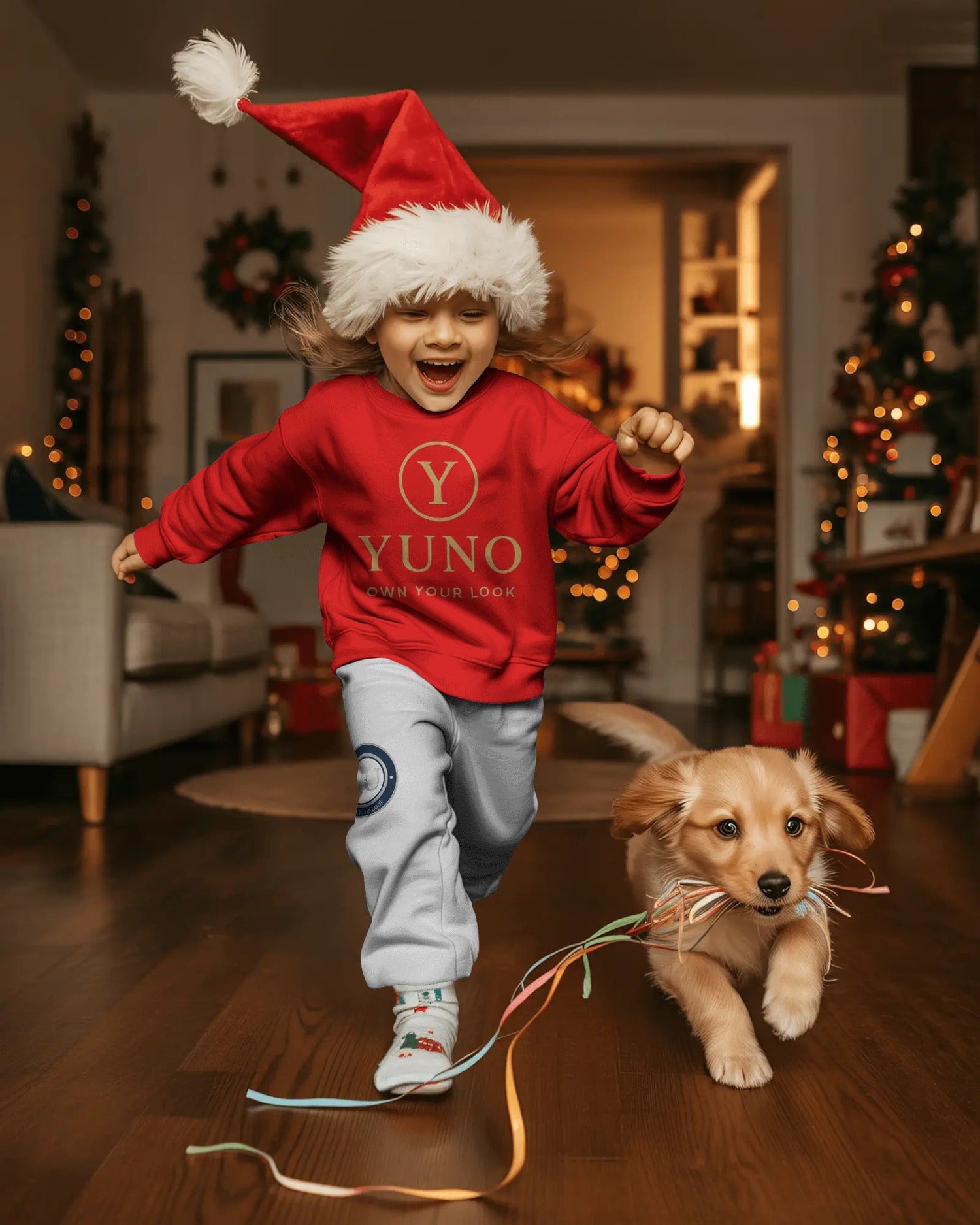 YUNO Kids Christmas T shirt – Holiday Edition Caption  Festive comfort. Joyful style. Pure YUNO magic.
