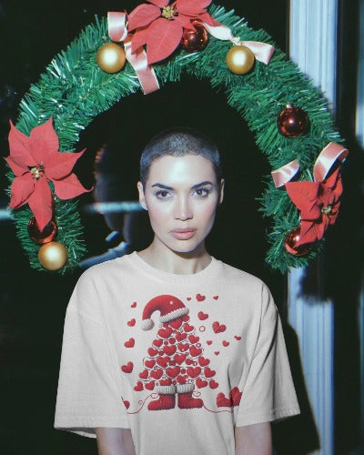 Heart-Tree Santa Christmas T-Shirt – Cute Festive Holiday Edition