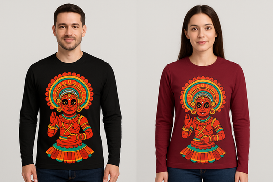 Theyyam Art Graphic T-Shirt - Kerala Folk Deity Mask Tee